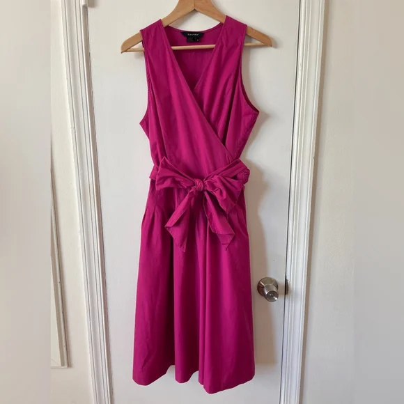 Sandro Fuchsia Pink Sleeveless Wrap Cotton Summer Dress 12 - Picture 2 of 8